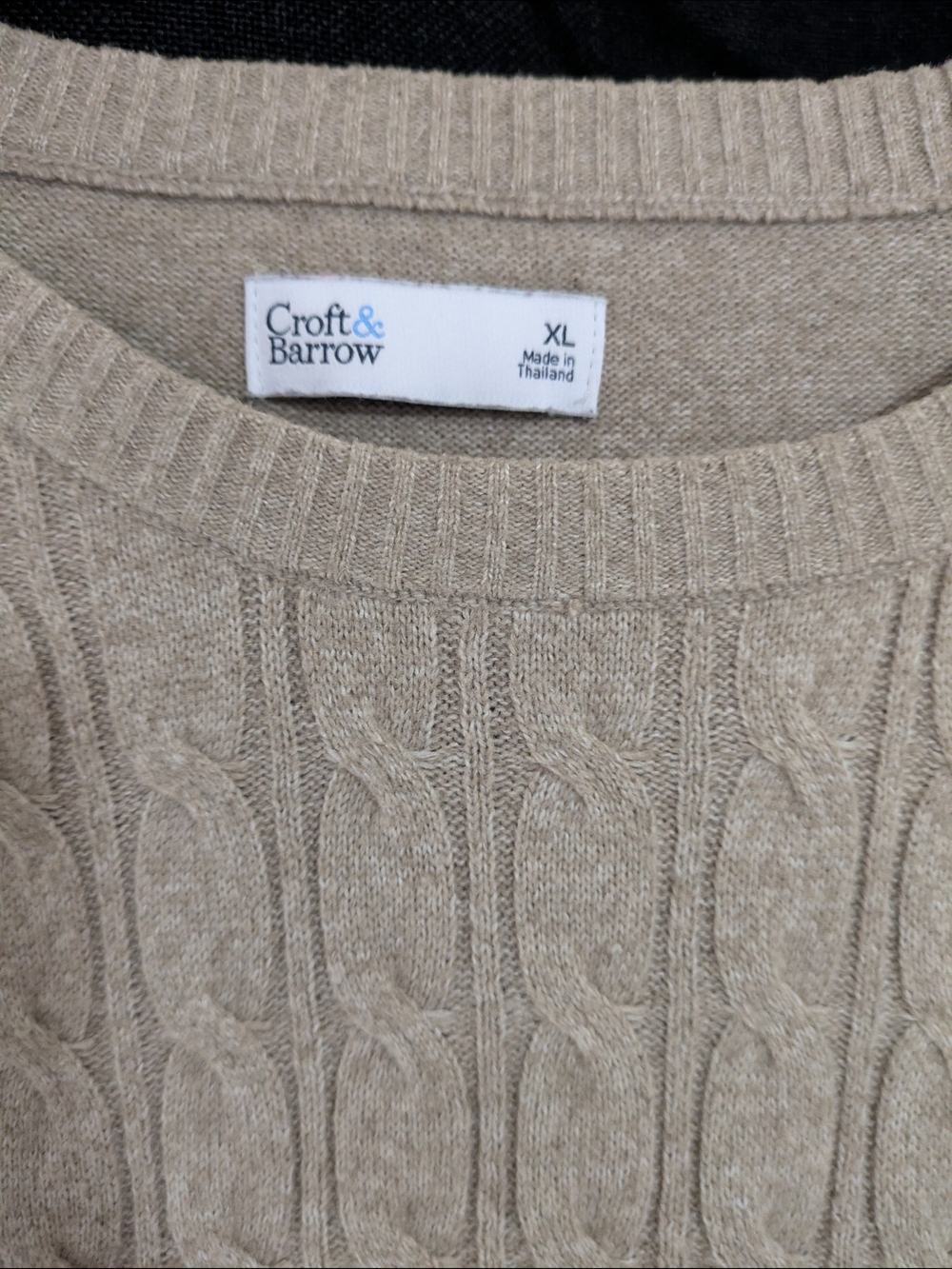 Croft & Barrow Women's Cable Knit Crewneck Sweater - Light Taupe - Picture 2 of 4